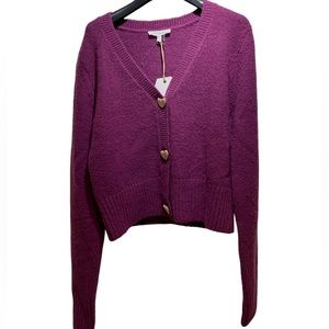 NWT Women’s French style sweater/cardigan/top by Free the roses in purple size S